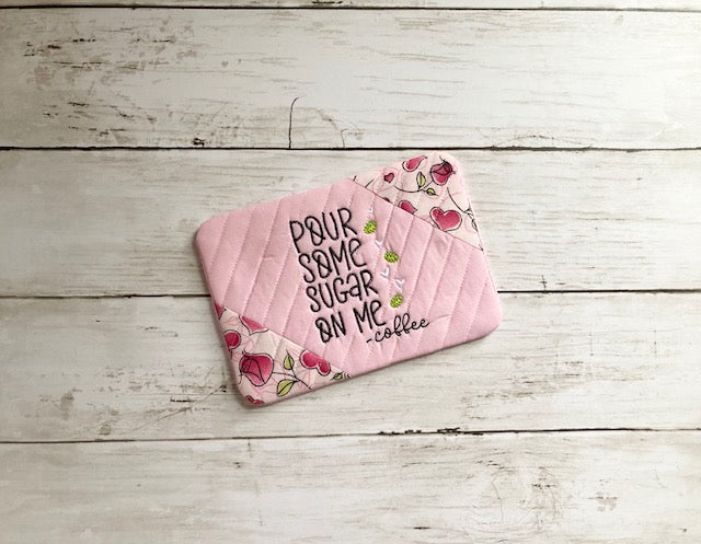 "Pink Rosebud" Mug Rug Coasters