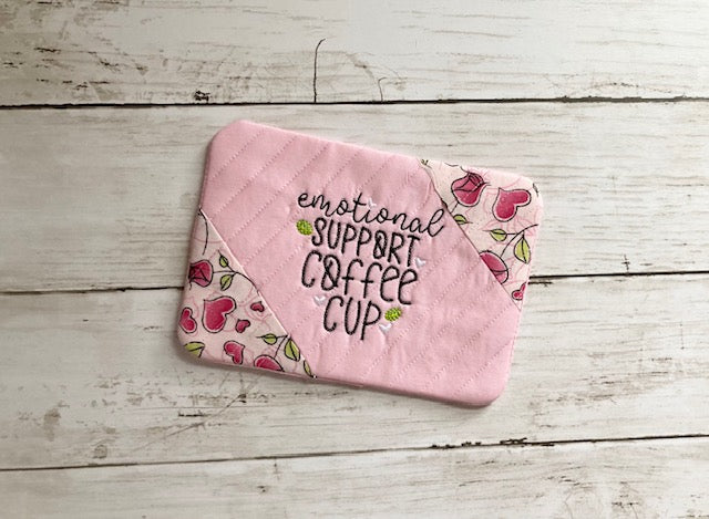"Pink Rosebud" Mug Rug Coasters