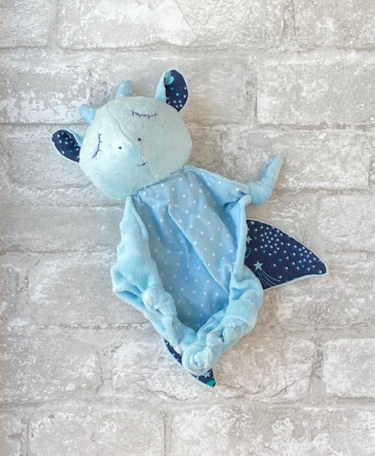 Puff the Lil' Dragon Blankie in blue with rattle