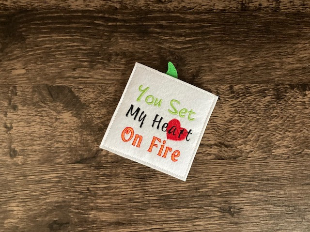 "Light my heart on fire" Valentine Card with Dragon Finger Puppet