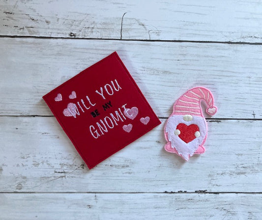 "Gnomie" Valentine Card with Finger Puppet