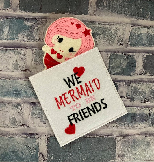 "Mermaid to be Friends" Valentine Card with Mermaid Finger Puppet
