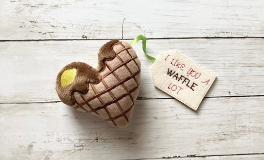 "Waffle Lot" Valentine Plushie with Pun Tag