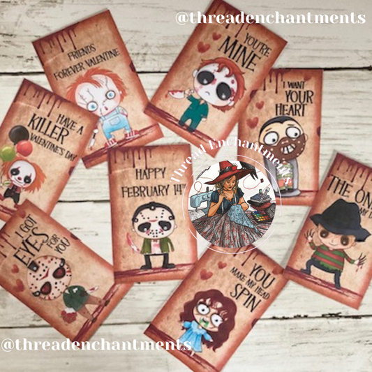 "Horror Icon-inspired" Valentine Cards for kids 24-pack